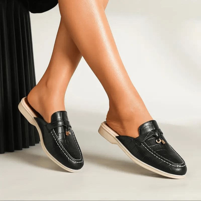 Lydia Mules Mulher de Calçar – Mules Sem Salto com Fivela Elegante e Sola Confortável