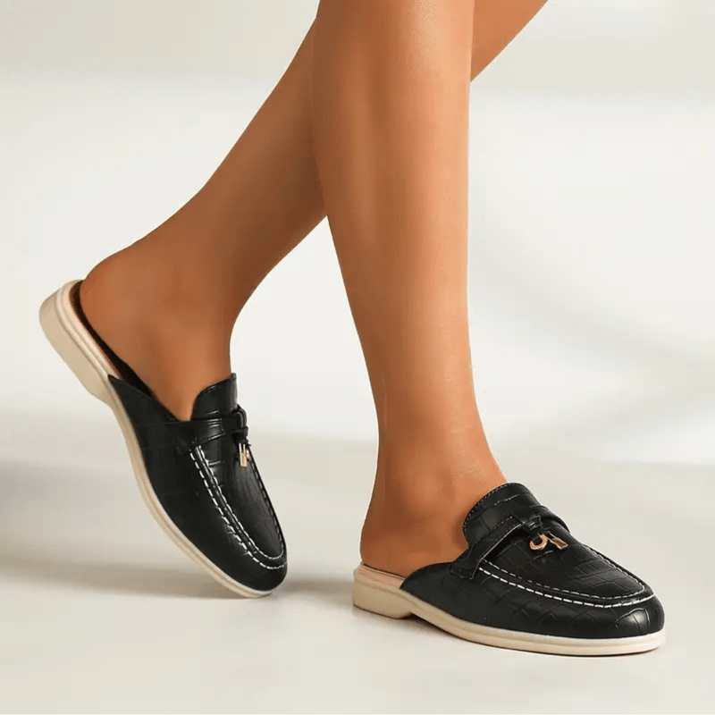 Lydia Mules Mulher de Calçar – Mules Sem Salto com Fivela Elegante e Sola Confortável
