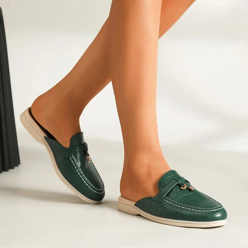 Lydia Mules Mulher de Calçar – Mules Sem Salto com Fivela Elegante e Sola Confortável
