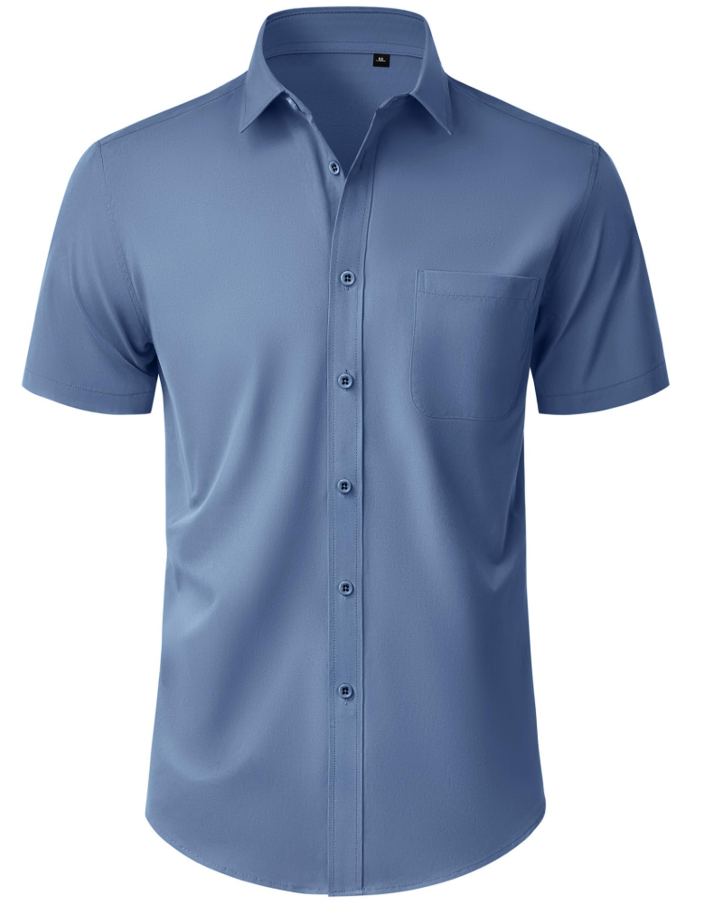Thomas Skjorte Herre – Kortermet Skjorte Uten Stryk, Regular Fit & Lomme