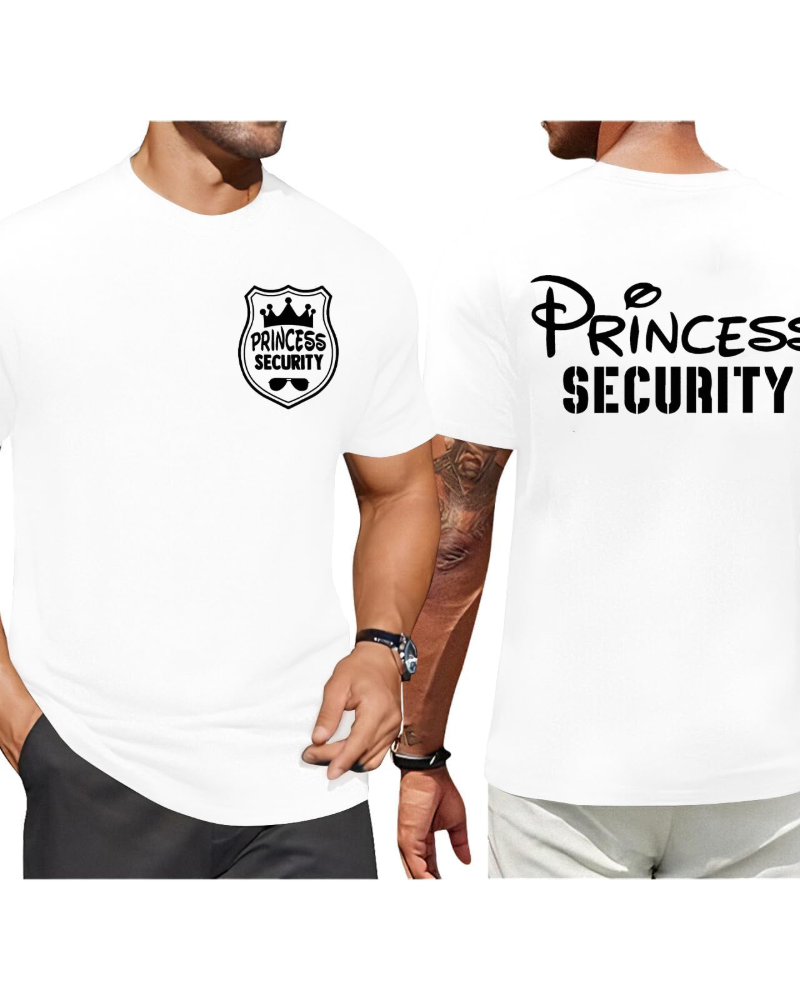 Max T-paita miehille – humoristinen Princess Security -t-paita, joustavaa puuvillaa, rento