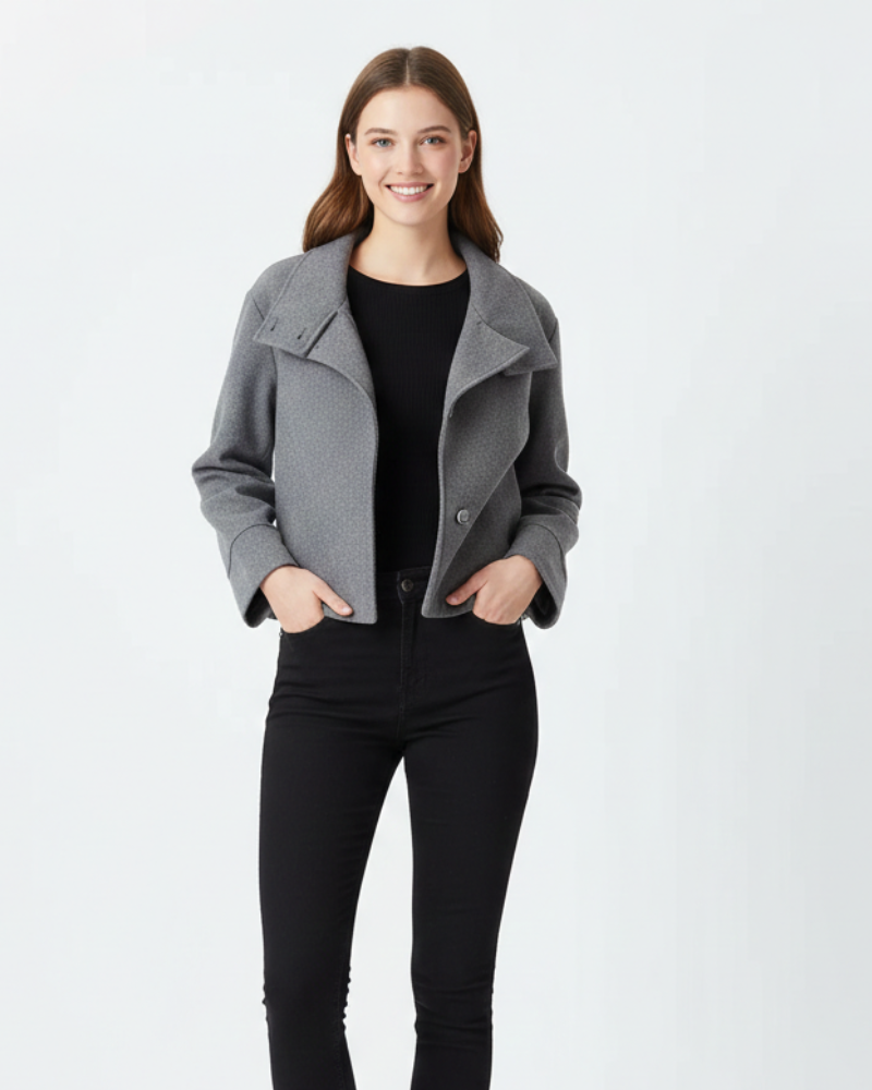Natalia Manteau Kort Dame – Dobbeltknappet Klassisk, Tæt Pasform & Elegant Stil