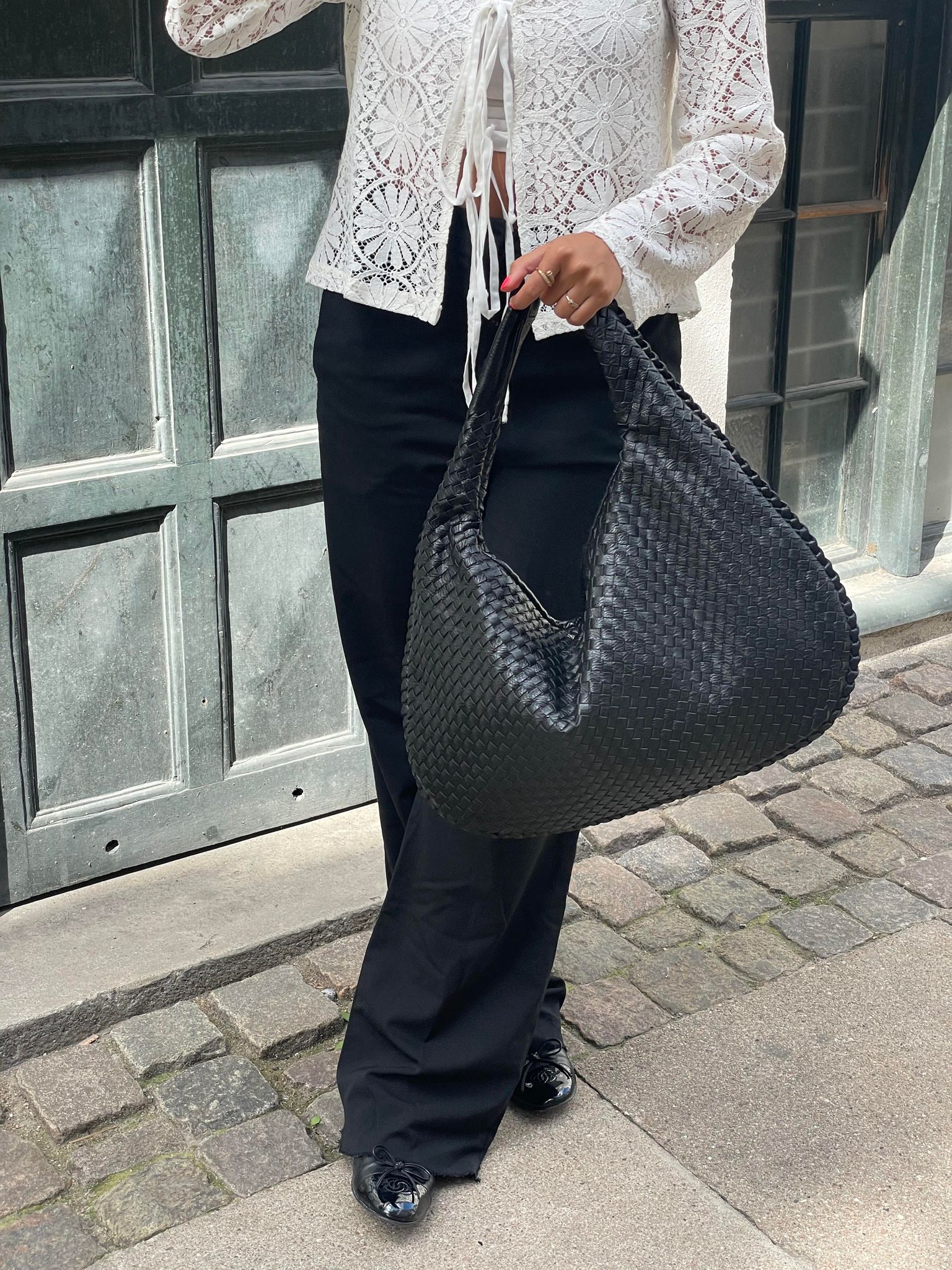Noa Sac à Main Tressé Femme – Diseño Elegante en Cuero Vegano con Gran Espacio y Cierre de Cremallera