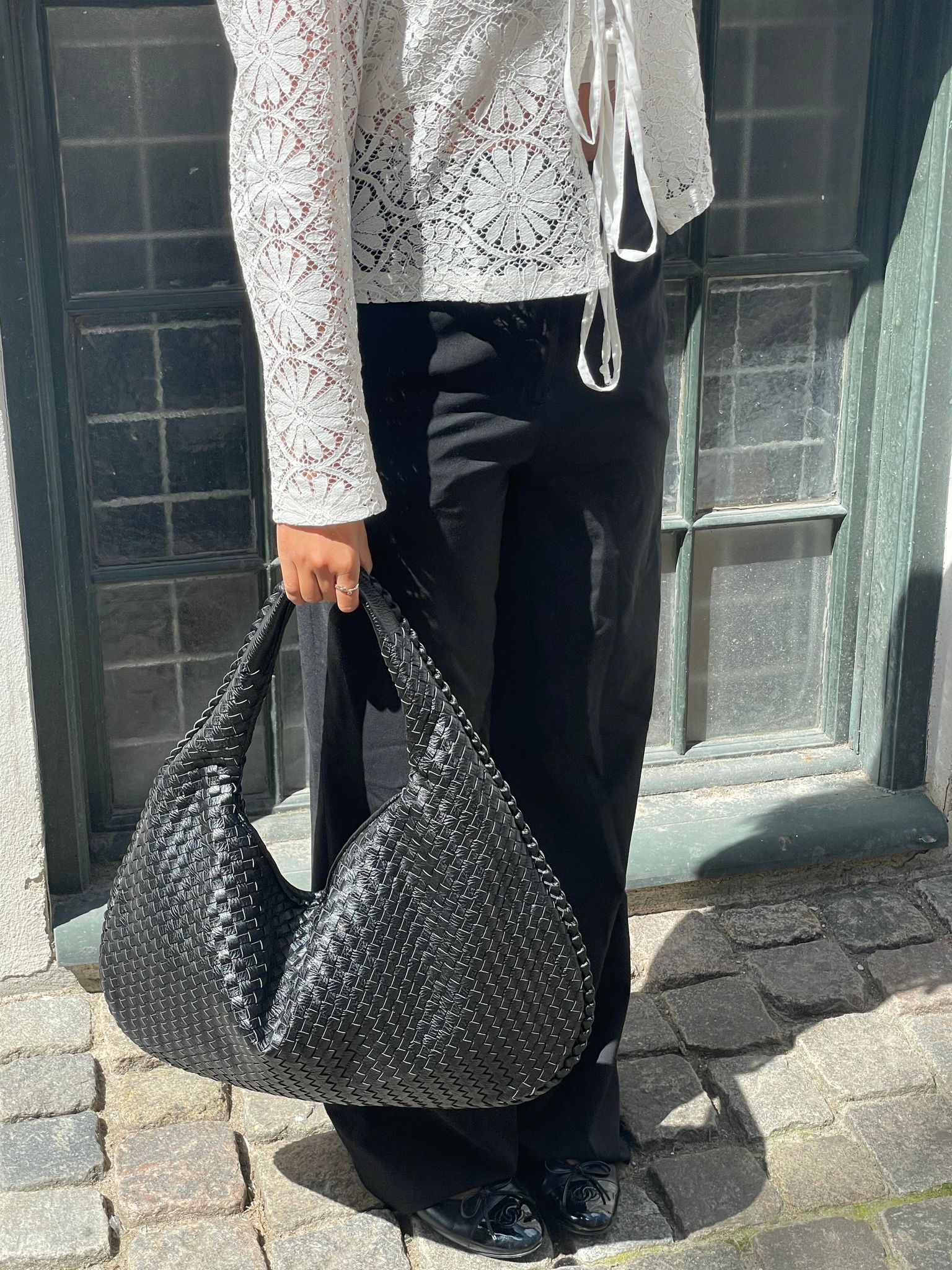 Noa Sac à Main Tressé Femme – Diseño Elegante en Cuero Vegano con Gran Espacio y Cierre de Cremallera