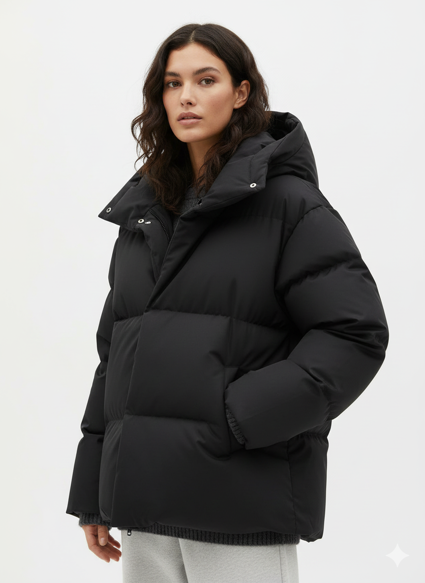 Nava Casaco Acolchoado Mulher Sobredimensionado – Casaco Almofadado com Gola Alta para Inverno e Estilo Urbano