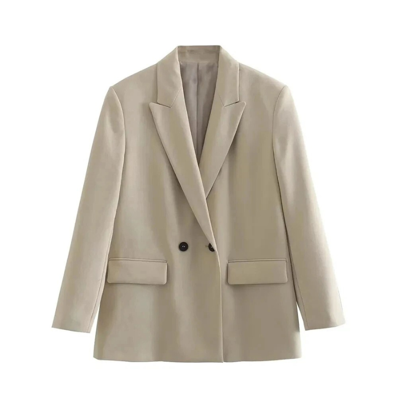 Amalia Blazer Oversize Dame – Elegant dobbelspent kåpe i høykvalitets stoff