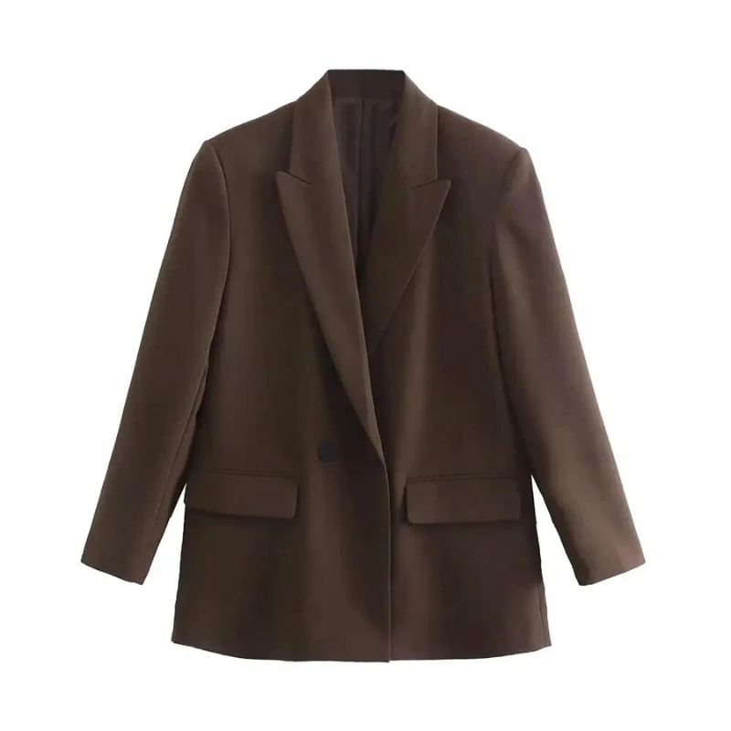 Amalia Blazer Oversize Dame – Elegant dobbelspent kåpe i høykvalitets stoff