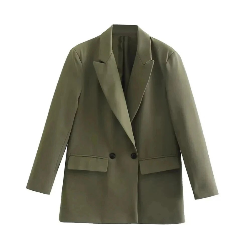 Amalia Blazer Oversize Dame – Elegant dobbelspent kåpe i høykvalitets stoff