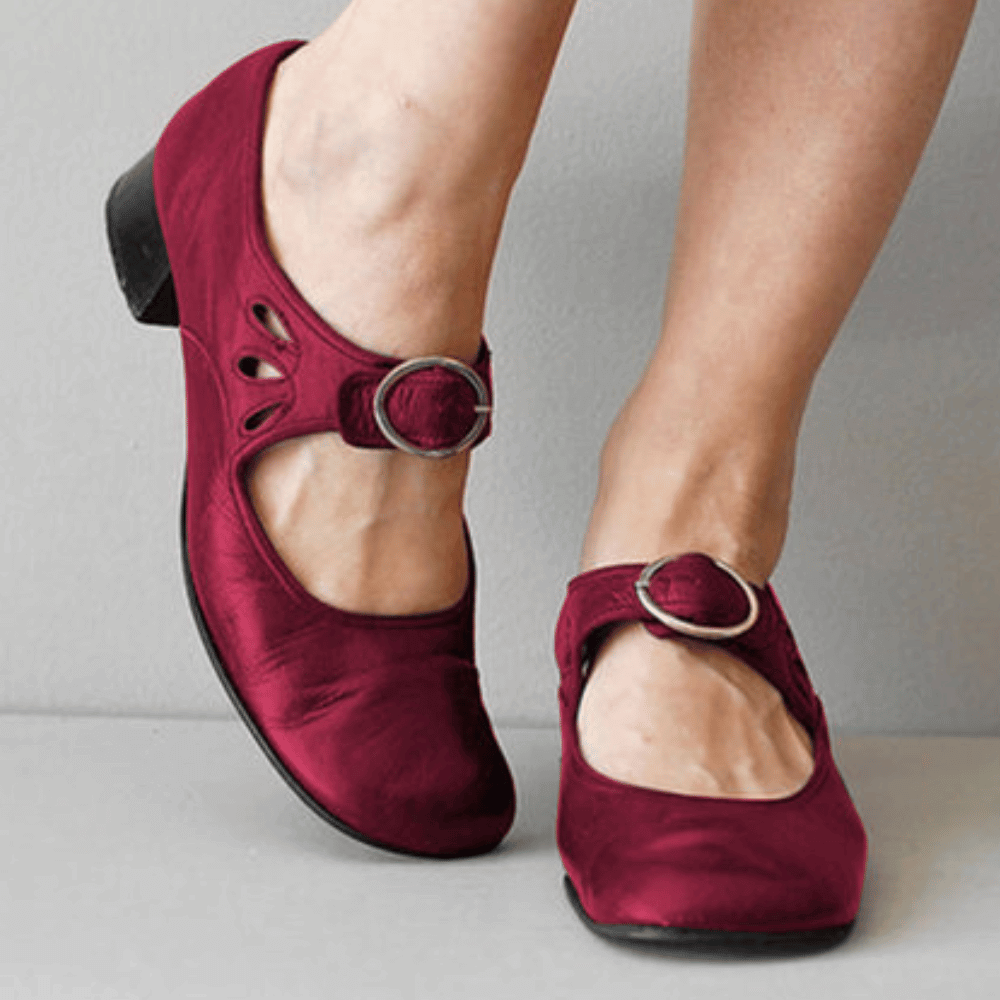 Jolanda Ballerines Femme Vintage – Elegantní kožené boty s malým kubánským podpatkem