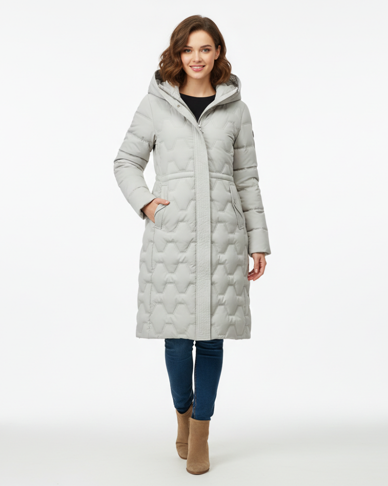 Nicole Manteau Lang Dames met Kap – Gewatteerd Elegant, Warmte & Winterstijl