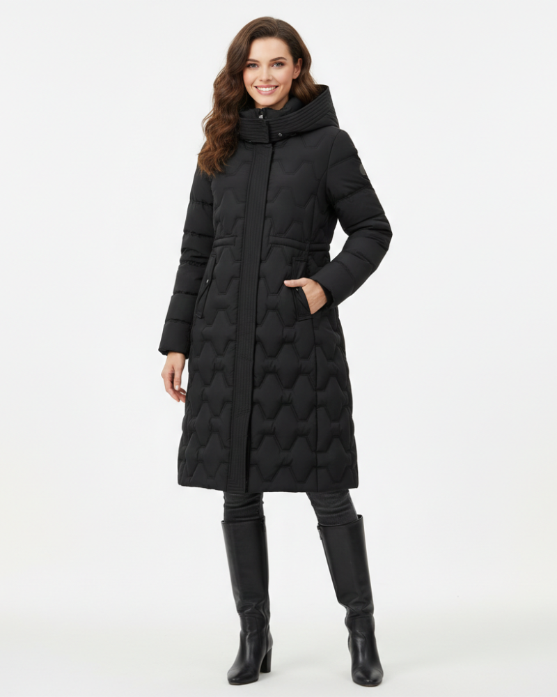 Nicole Manteau Lang Dames met Kap – Gewatteerd Elegant, Warmte & Winterstijl