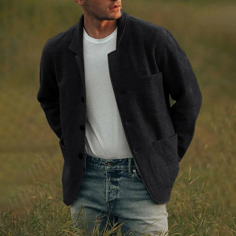 Dexter Veste Décontractée pour Hombre – Tissu texturé avec fermeture à boutons et poches avant