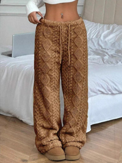 Valerie Pantalon Femme – Volné kalhoty z měkkého a elegantního žakárového plyše na podzim/zimu