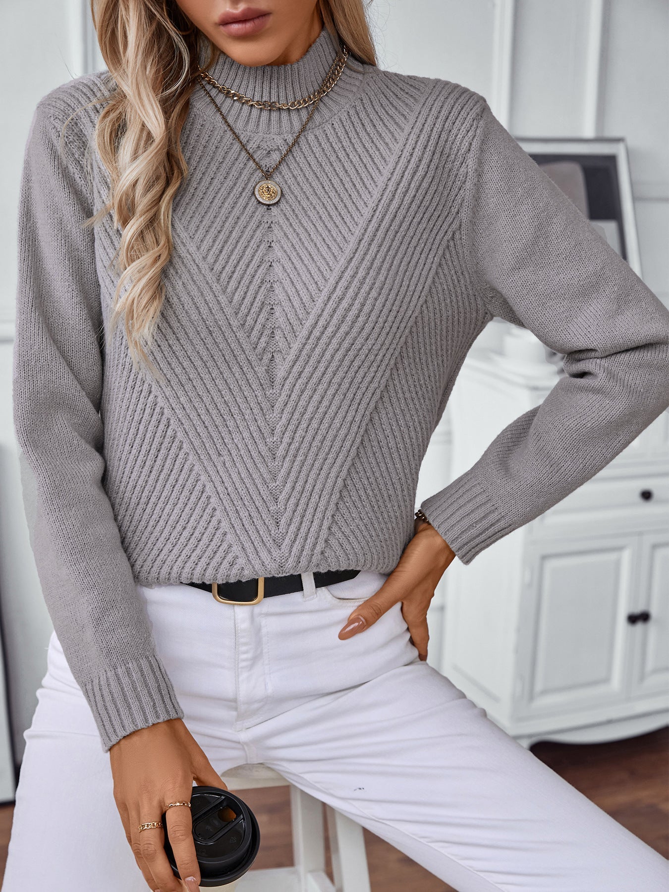 Margaret Pull Femme – Tricot Doux à Demi-Col Roulé Élégant & Confort Automne/Hiver