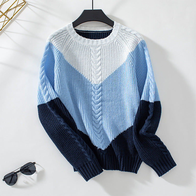 Sweter damski Serenity – miękki splot warkoczowy z eleganckim kontrastowym wzorem na jesień/zimę