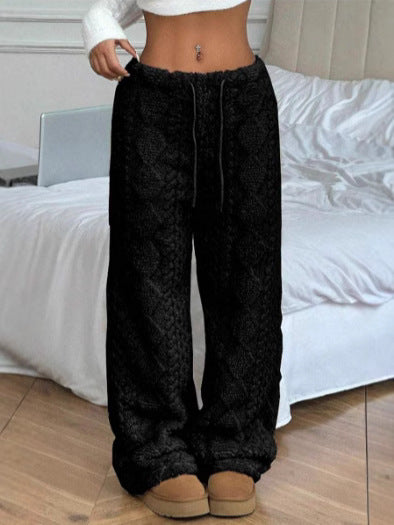 Valerie Pantalon Femme – Volné kalhoty z měkkého a elegantního žakárového plyše na podzim/zimu