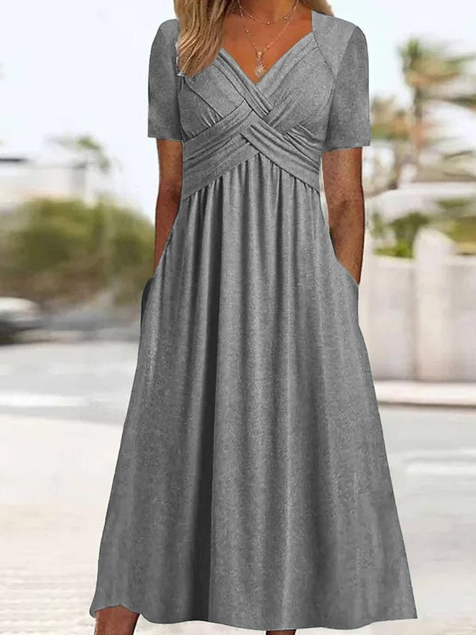 Elisabeth Robe Midi Femme – Elegantní šaty s výstřihem do V, volný střih a nadčasový styl