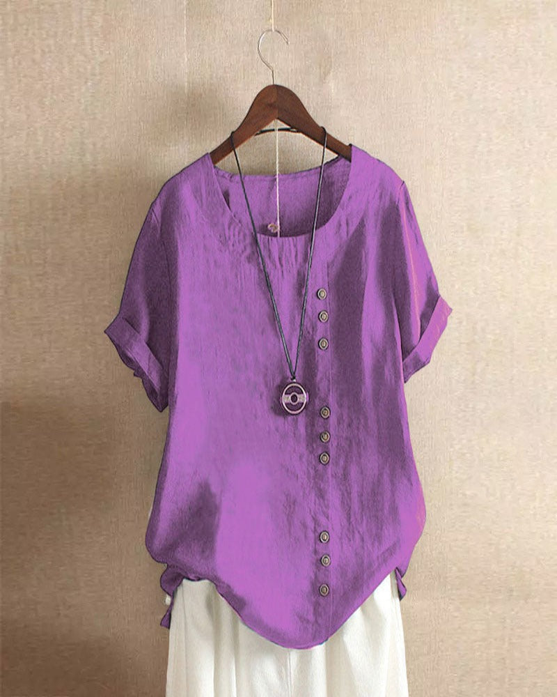 Bluza Lena Femme – Bluză ușoară din in cu nasturi și aspect natural