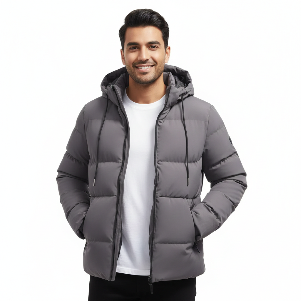 Heren Winter Olie Parka Waterdicht – Gewatteerde Puffer, Capuchon & Maximale Warmte