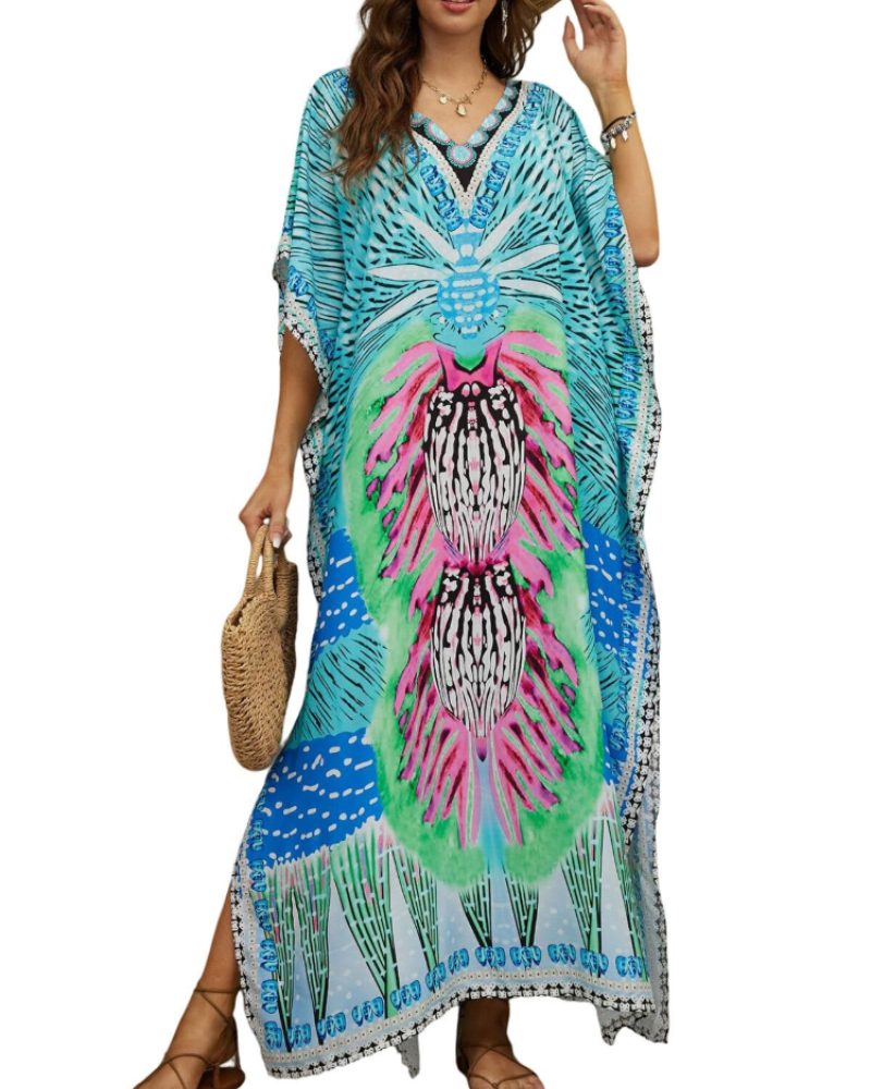 Olive Kaftan Femme Grande Taille – Robe Maxi Plage Fluide, Coupe Ample & Style Bohème