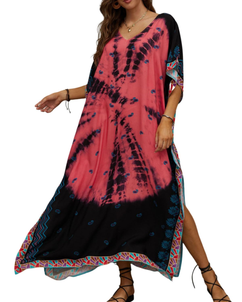 Olive Kaftan Femme Grande Taille – Robe Maxi Plage Fluide, Coupe Ample & Style Bohème