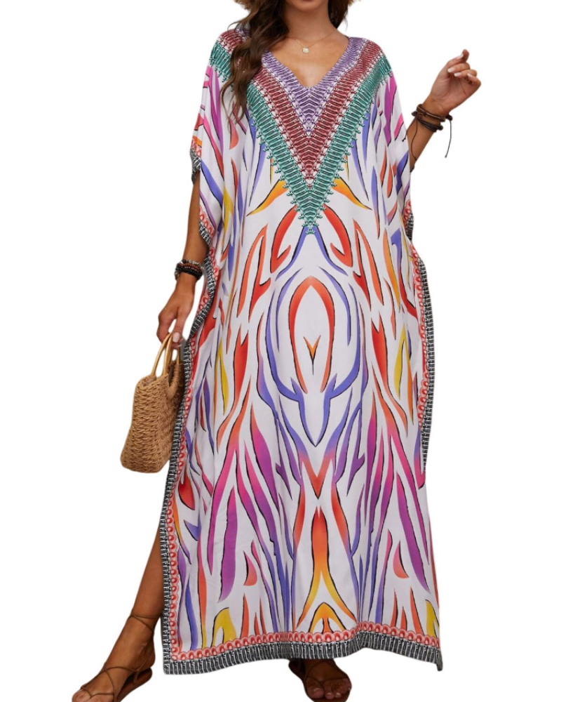 Olive Kaftan Femme Grande Taille – Robe Maxi Plage Fluide, Coupe Ample & Style Bohème