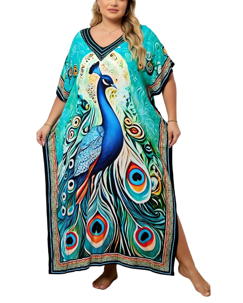 Olive Kaftan Femme Grande Taille – Robe Maxi Plage Fluide, Coupe Ample & Style Bohème