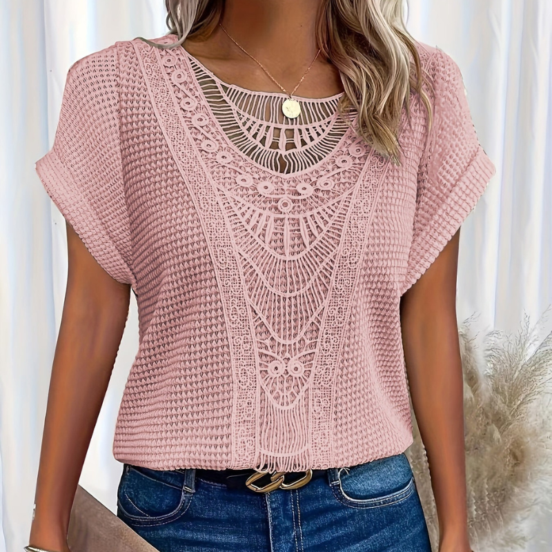 Helene Top Mulher – Design elegante em renda com corte favorecedor e tecido confortável