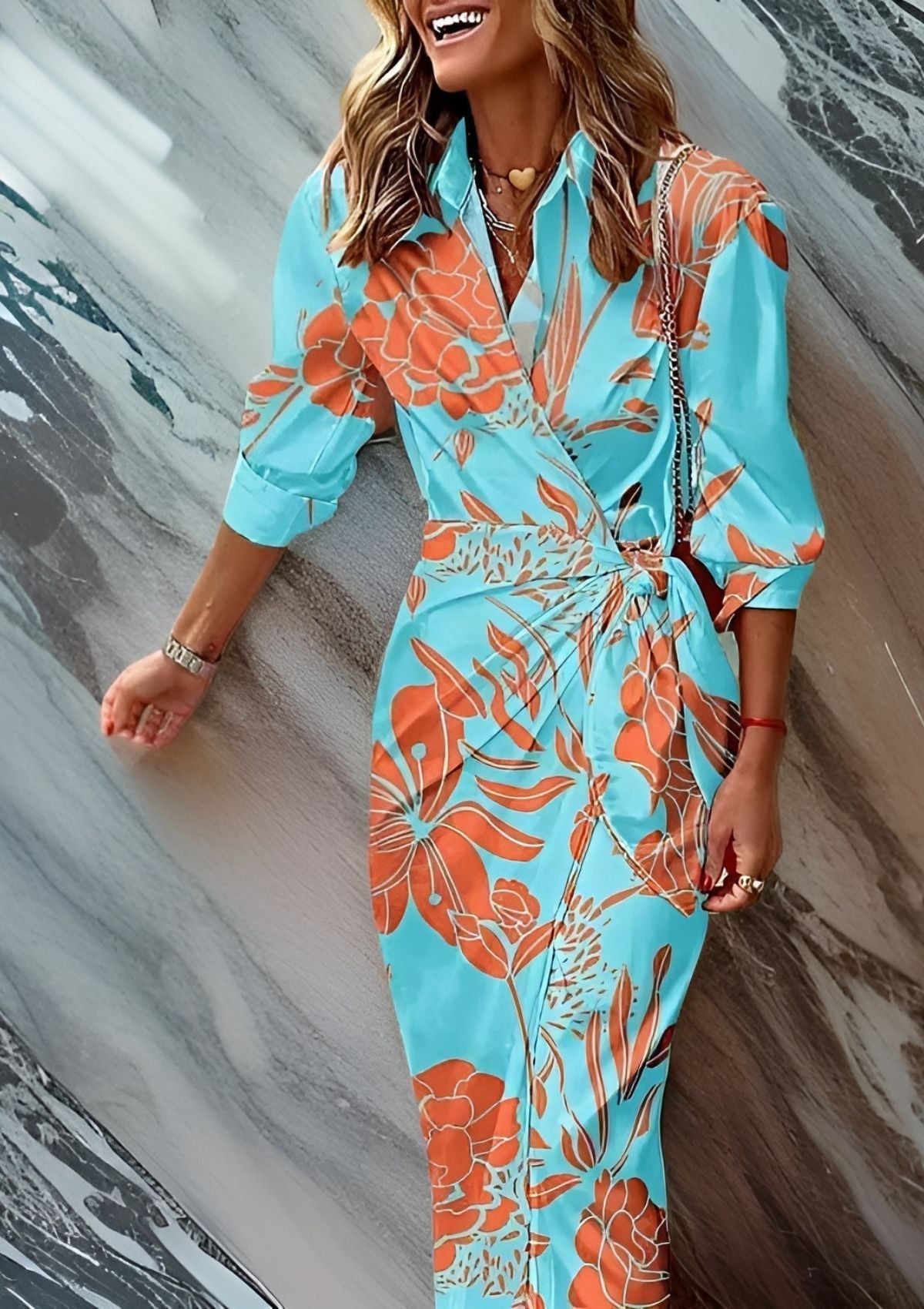 Naisten Amelia-mallinen kietaisumekko – Raidallinen kietaisumekko imartelevalla leikkauksella ja kevyellä mukavuudella