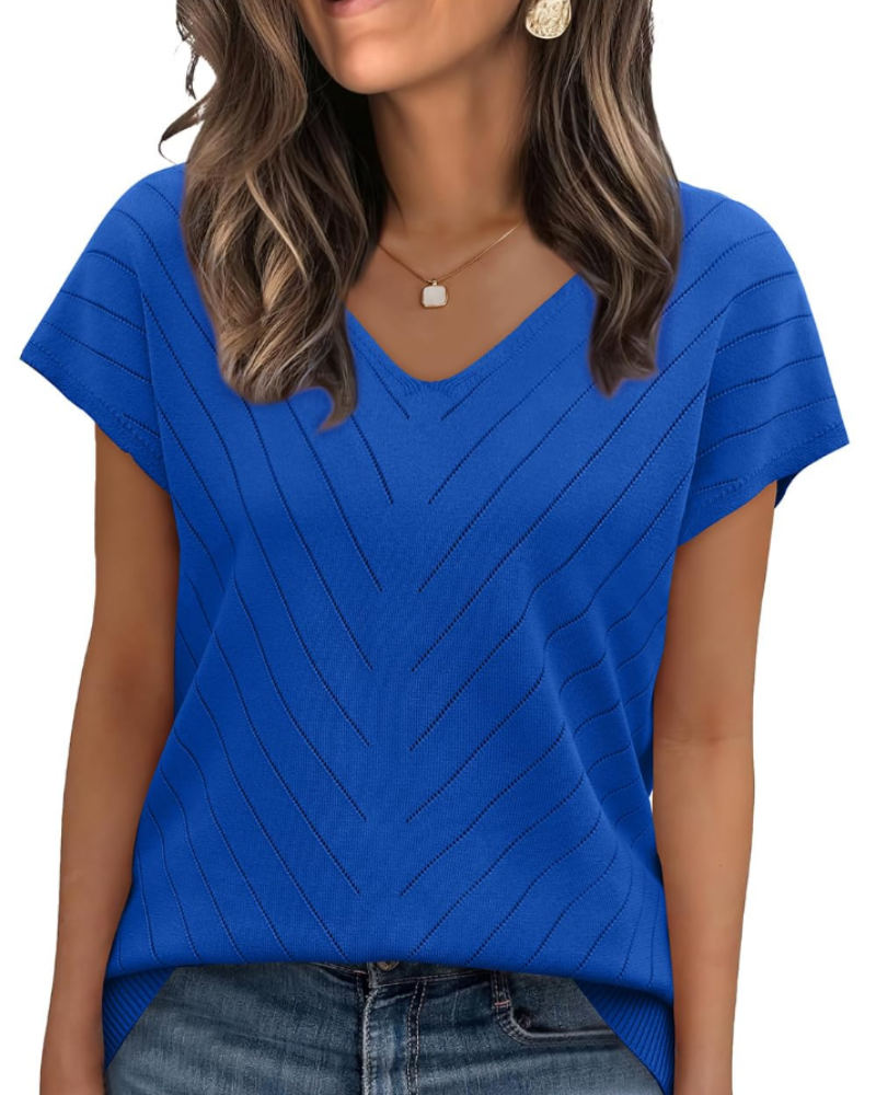 Orina Top for Women – Lightweight Short Sleeve V-Neck Chic & Business Casual Style