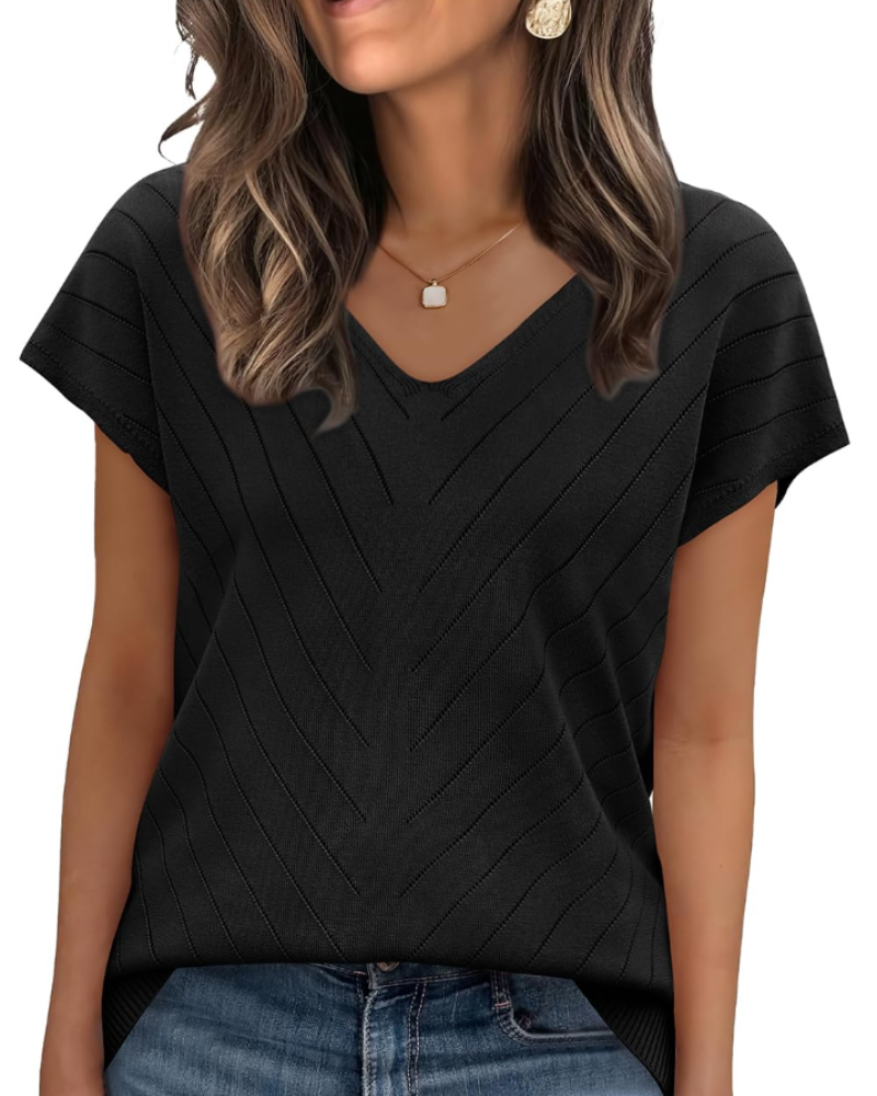 Orina Top for Women – Lightweight Short Sleeve V-Neck Chic & Business Casual Style