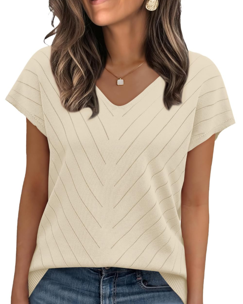 Orina Top for Women – Lightweight Short Sleeve V-Neck Chic & Business Casual Style