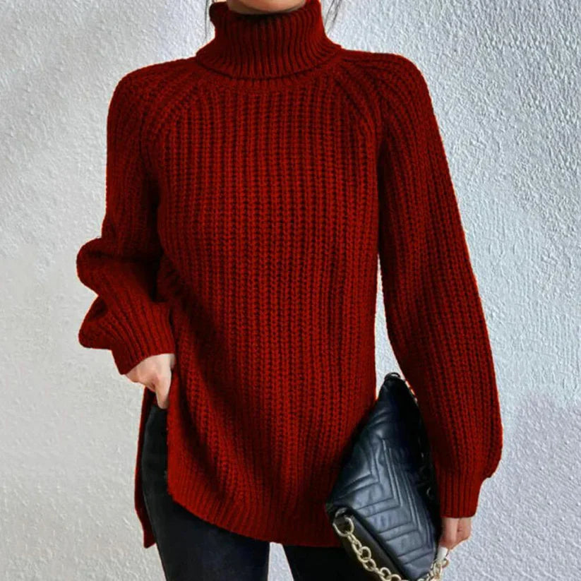 Golf damski Karah – dzianinowy sweter z wygodnym krojem i eleganckim wysokim kołnierzem