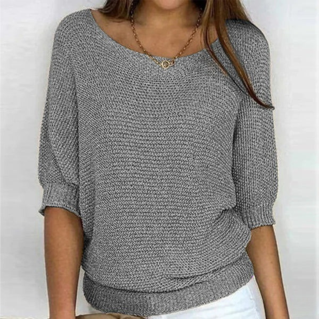 Lilah Light Sweater – Fine Knit Sweater with Batwing Sleeves & Elegant Boat Neck