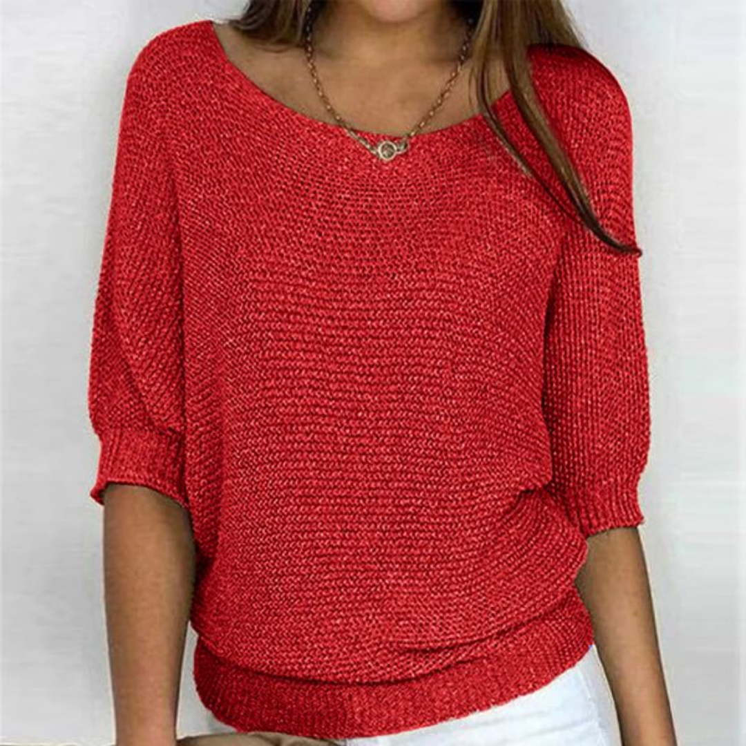 Lilah Light Sweater – Fine Knit Sweater with Batwing Sleeves & Elegant Boat Neck