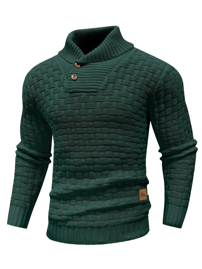 Aaron Pull Pánský Rolák – Tlustá Pletenina, Teplý a Elegantní s Dřevěnými Knoflíky