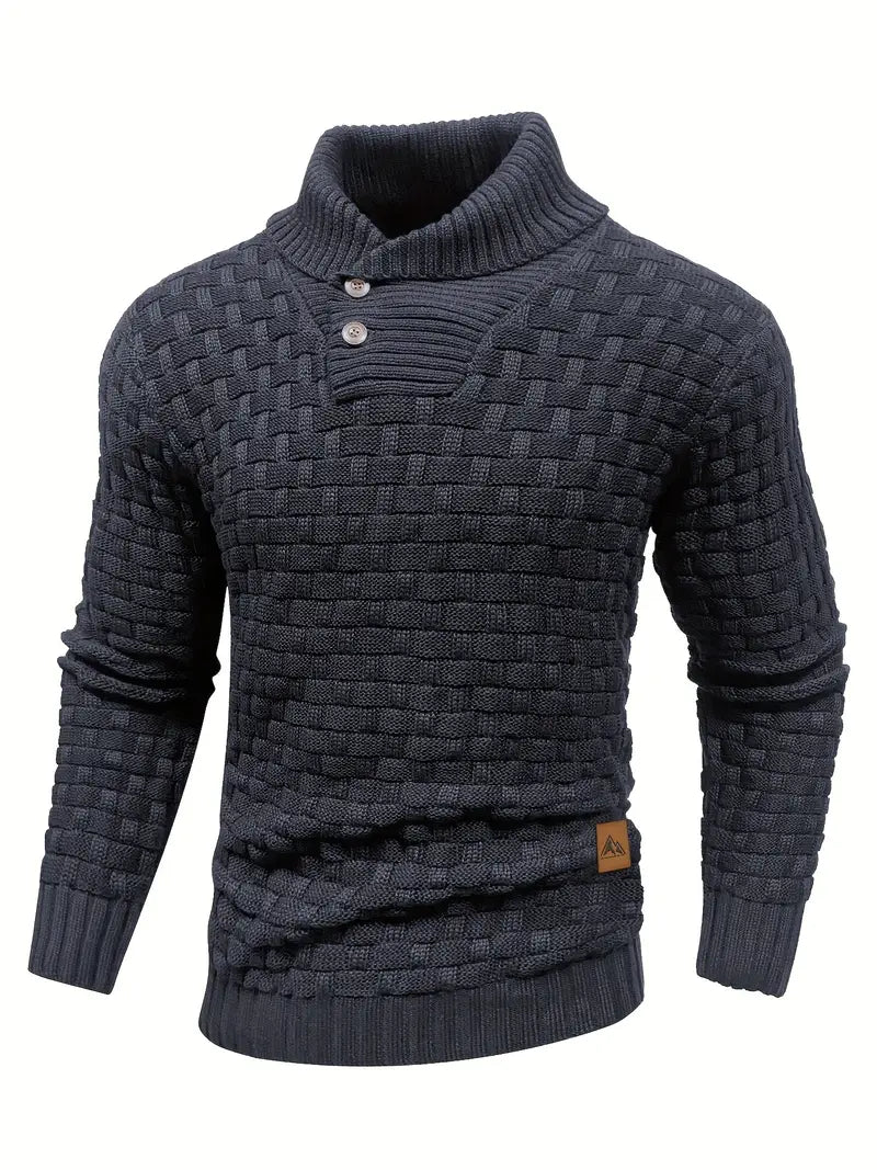Aaron Pull Pánský Rolák – Tlustá Pletenina, Teplý a Elegantní s Dřevěnými Knoflíky