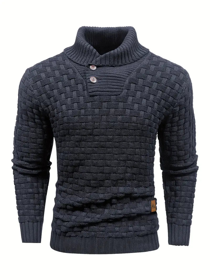 Aaron Pull Pánský Rolák – Tlustá Pletenina, Teplý a Elegantní s Dřevěnými Knoflíky