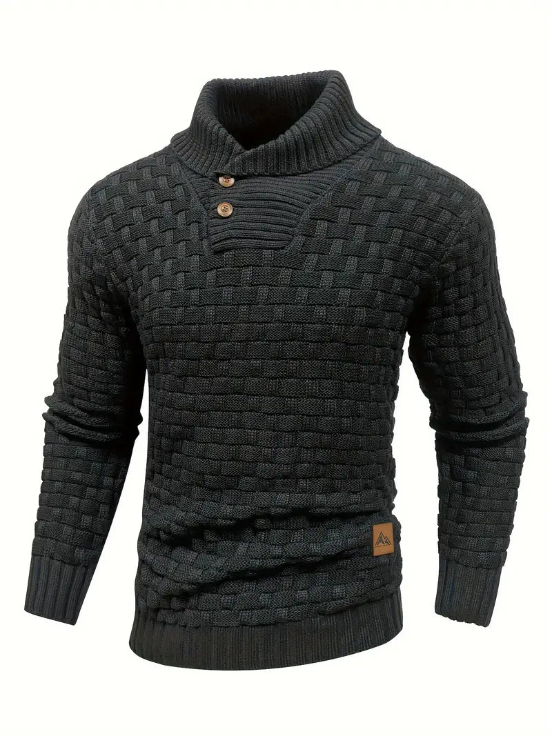 Aaron Pull Pánský Rolák – Tlustá Pletenina, Teplý a Elegantní s Dřevěnými Knoflíky