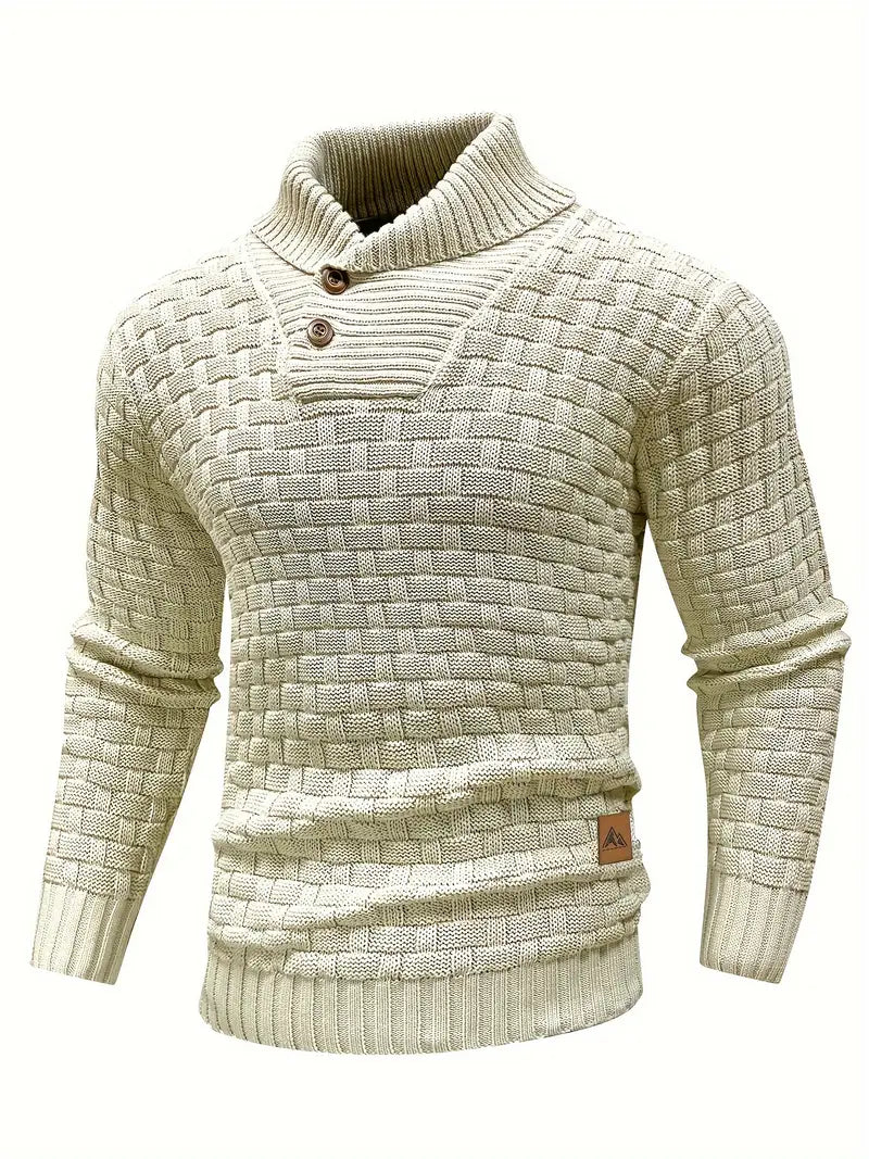 Aaron Pull Pánský Rolák – Tlustá Pletenina, Teplý a Elegantní s Dřevěnými Knoflíky