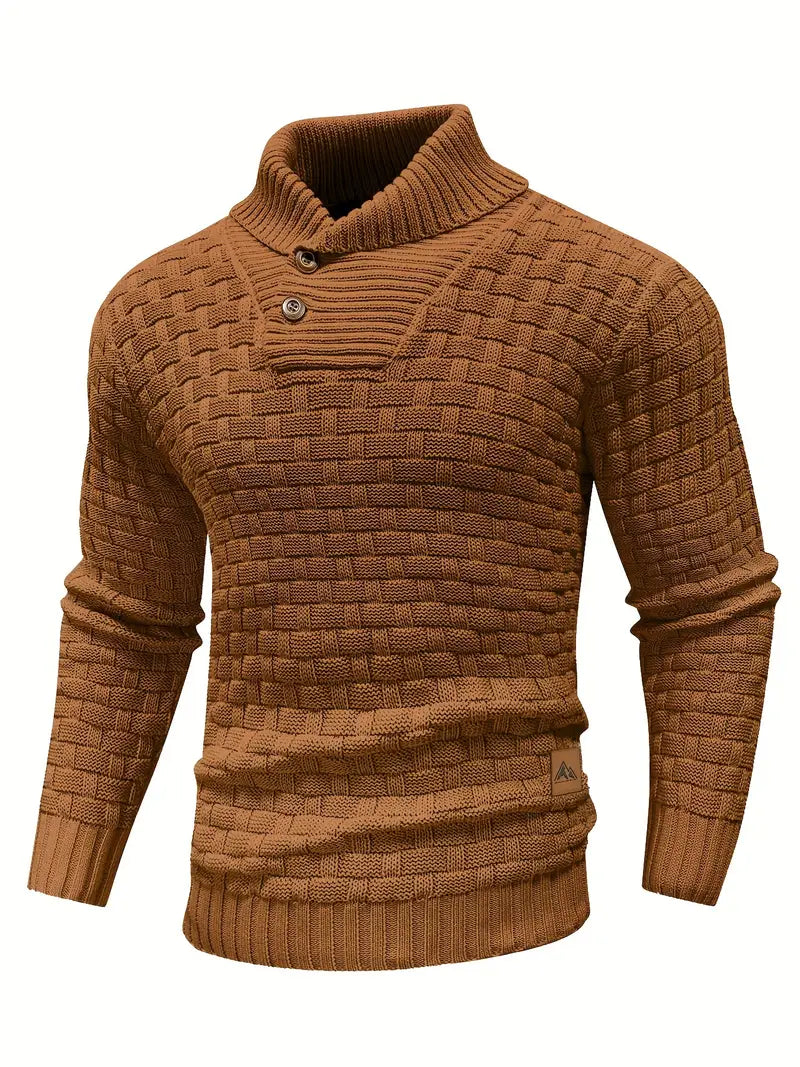 Aaron Pull Pánský Rolák – Tlustá Pletenina, Teplý a Elegantní s Dřevěnými Knoflíky