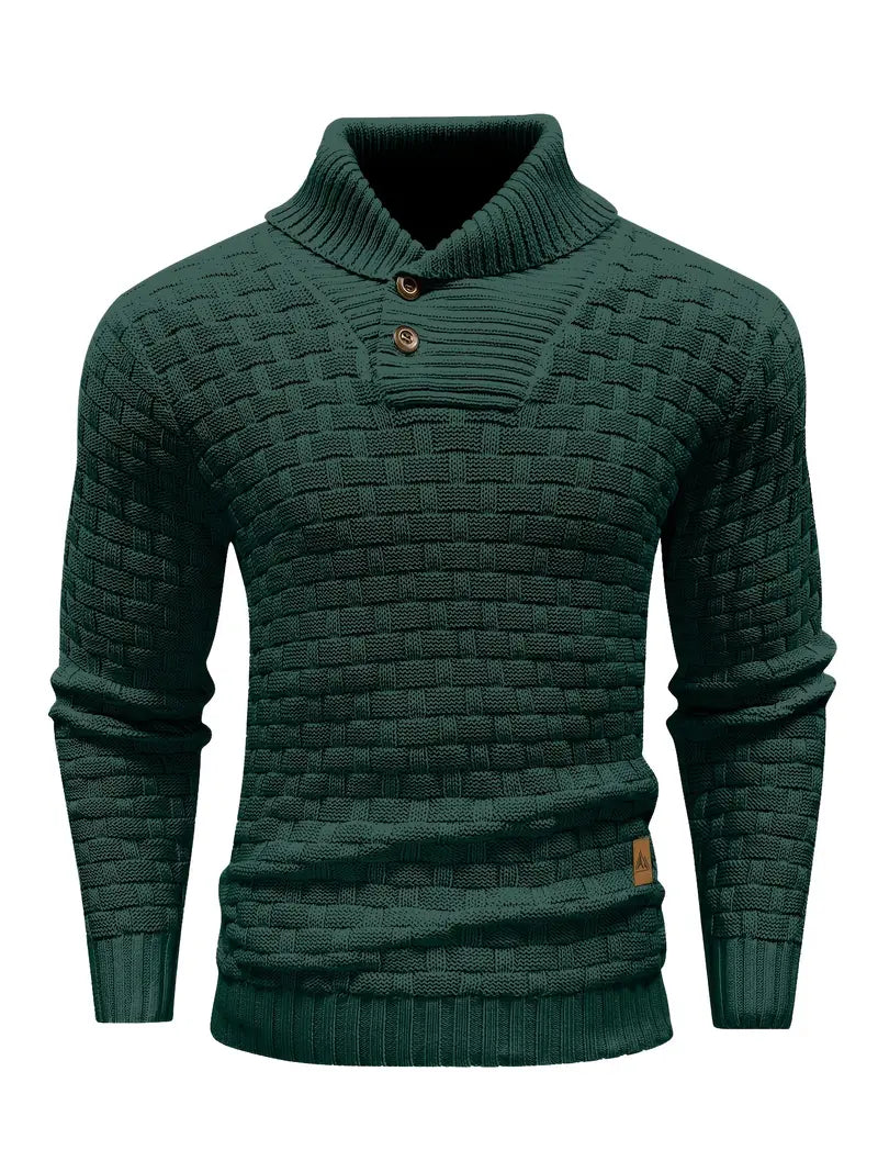 Aaron Pull Pánský Rolák – Tlustá Pletenina, Teplý a Elegantní s Dřevěnými Knoflíky