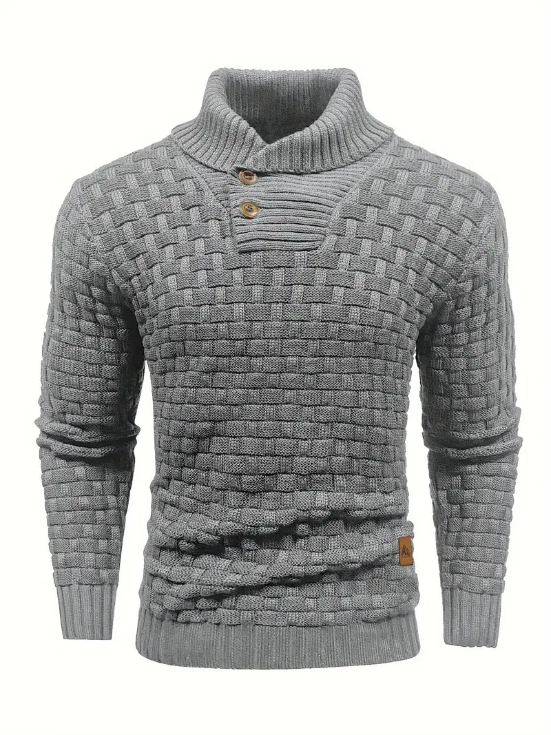 Aaron Pull Pánský Rolák – Tlustá Pletenina, Teplý a Elegantní s Dřevěnými Knoflíky