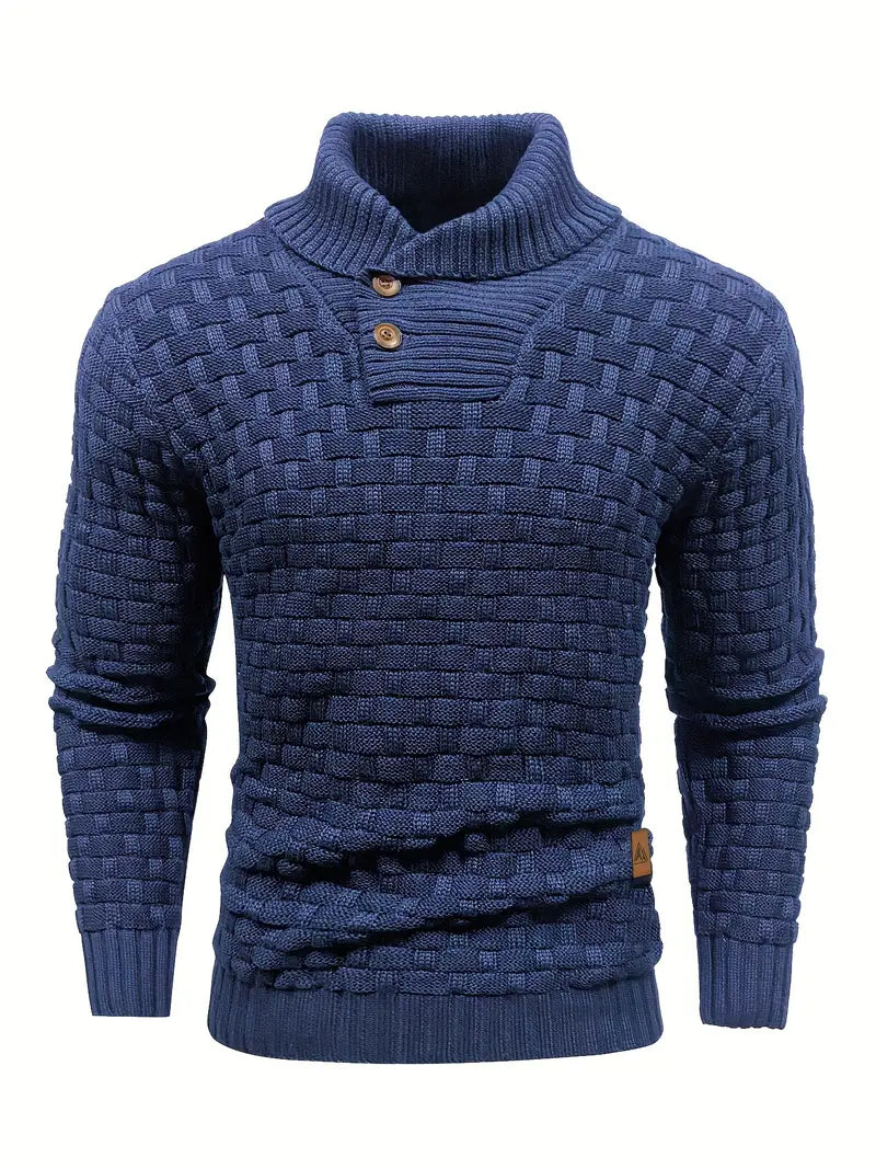 Aaron Pull Pánský Rolák – Tlustá Pletenina, Teplý a Elegantní s Dřevěnými Knoflíky