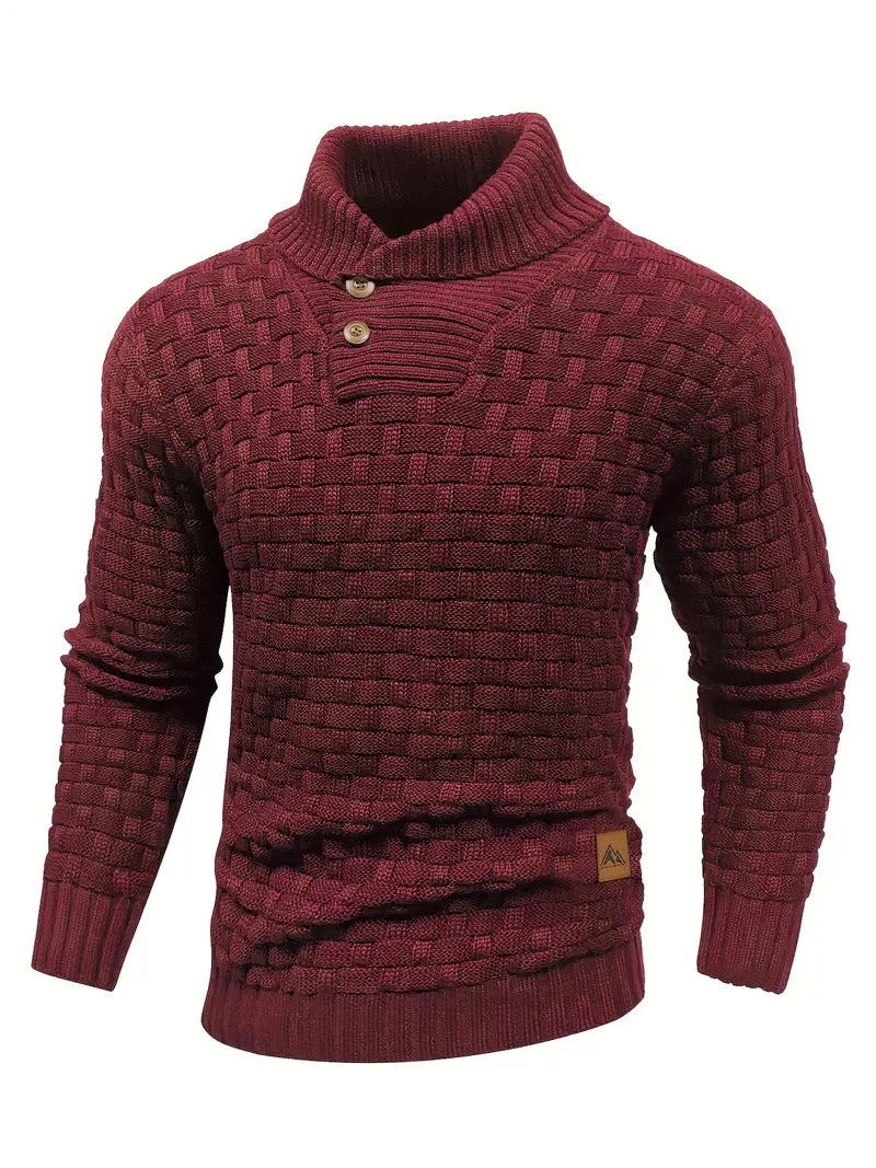 Aaron Pull Pánský Rolák – Tlustá Pletenina, Teplý a Elegantní s Dřevěnými Knoflíky