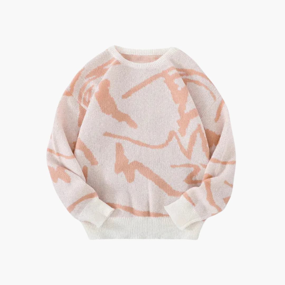 Camisola de Malha para Homem Carl Pull – Camisola com Padrão Abstrato e Barra e Punhos Canelados para Outono/Inverno