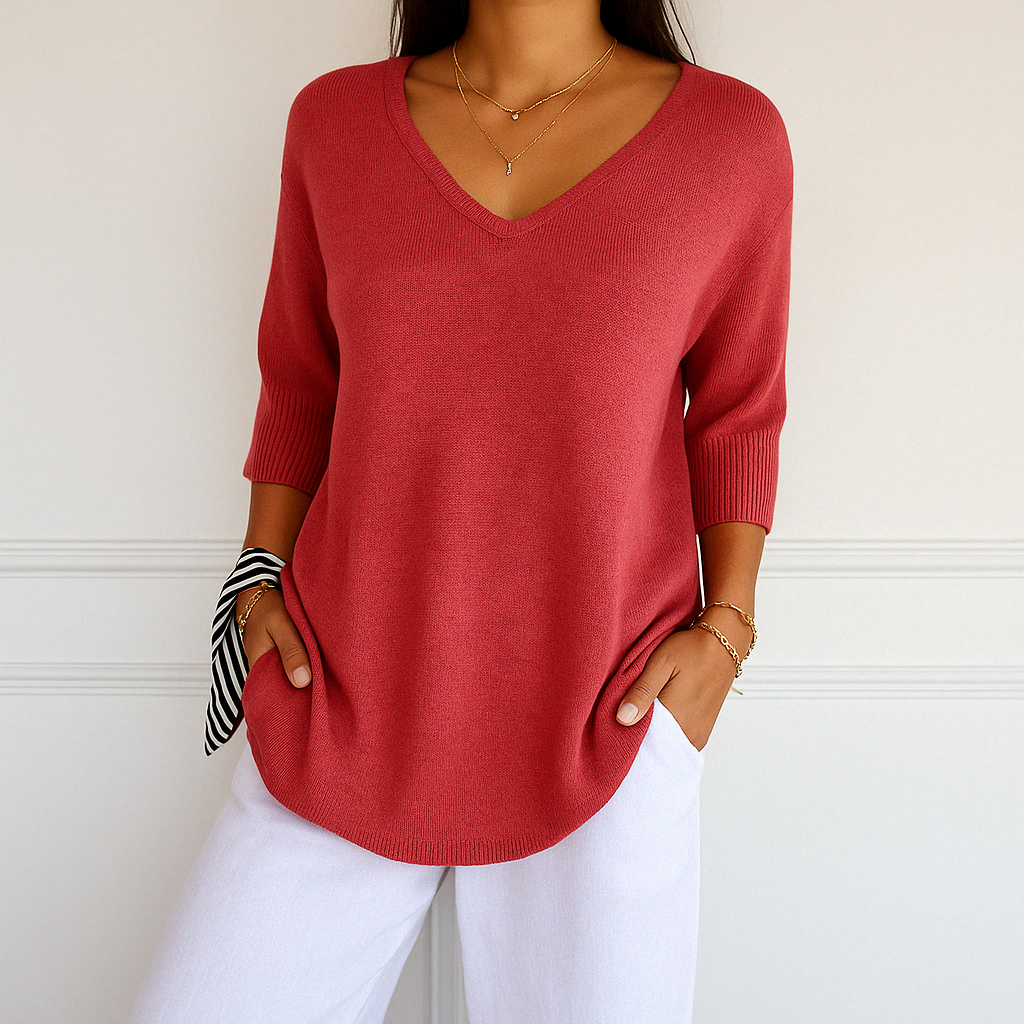 Coraline Pull Col V Femme – Feinstrick, weich & elegant für einen raffinierten Stil