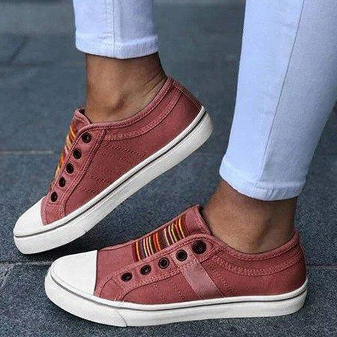 Nerissa Baskets Femme Sans Lacets – Sneakers à Rayures Colorées avec Semelle Confortable