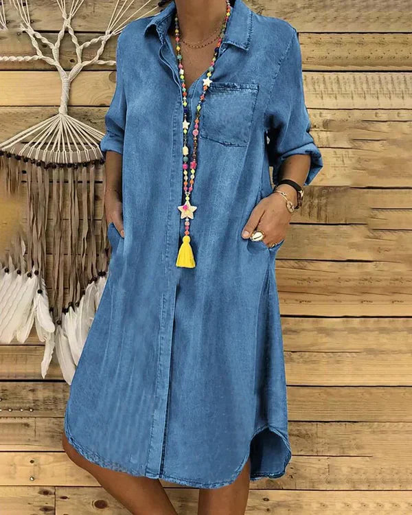 Morgane Denim Shirt Dress Women – Flattering Fit & Light Comfort