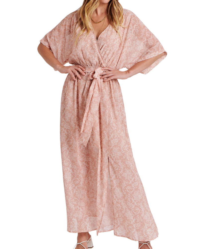 Vestito Maxi Rodelyn Donna – Scollo a V Incrociato, Maniche 3/4 Kimono e Spacco Elegante Bohemien